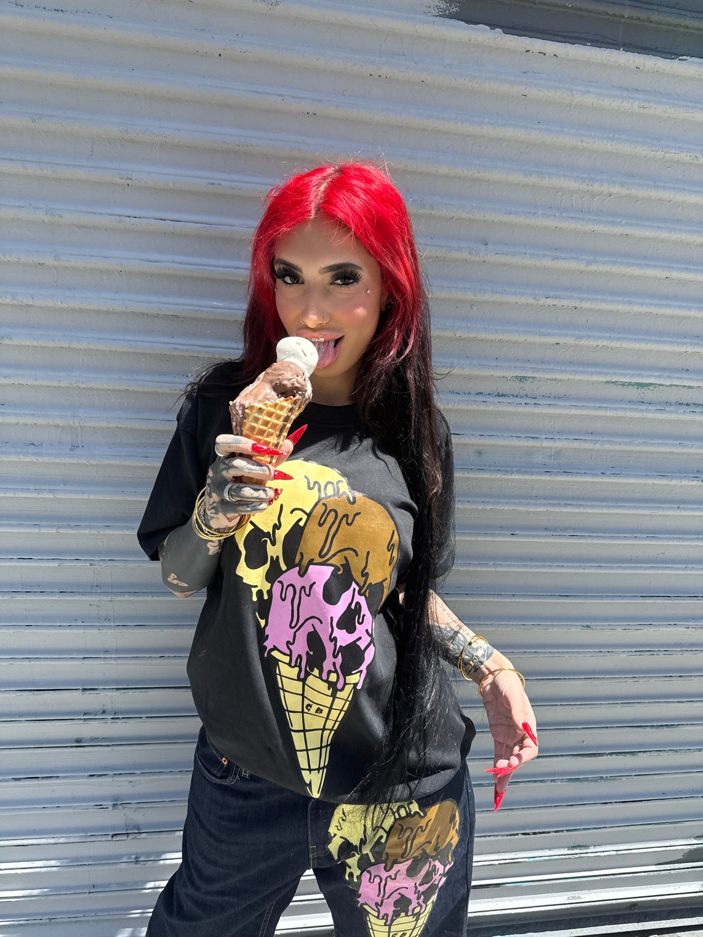 Drip Skull Cone Black Tee