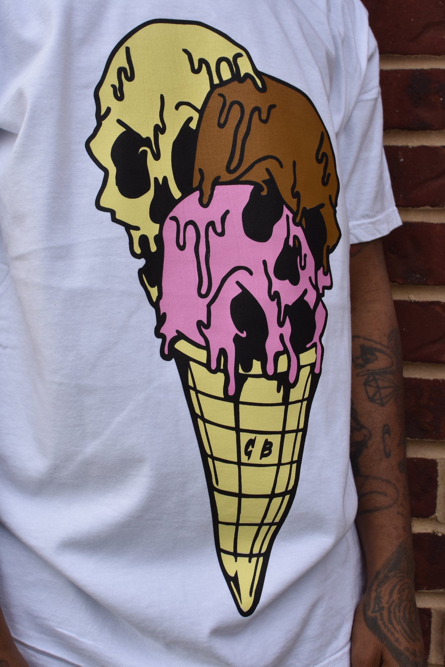 Drip Skull Cone White Tee