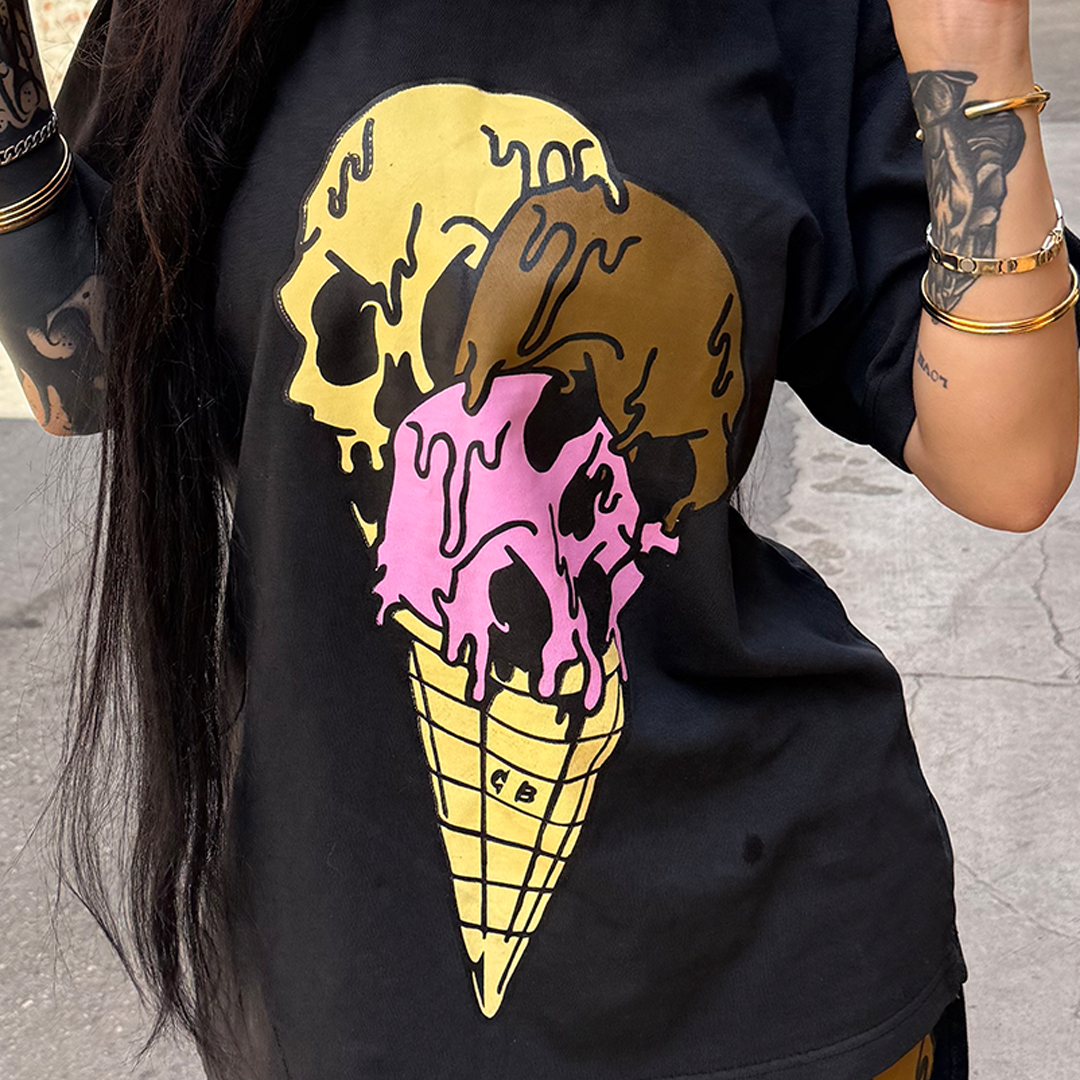 Drip Skull Cone Black Tee