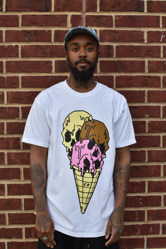 Drip Skull Cone White Tee